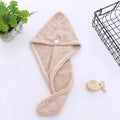 Microfiber fleece hair drying cap 25x63cm soft coral velvet button closure quick-dry towel wrap